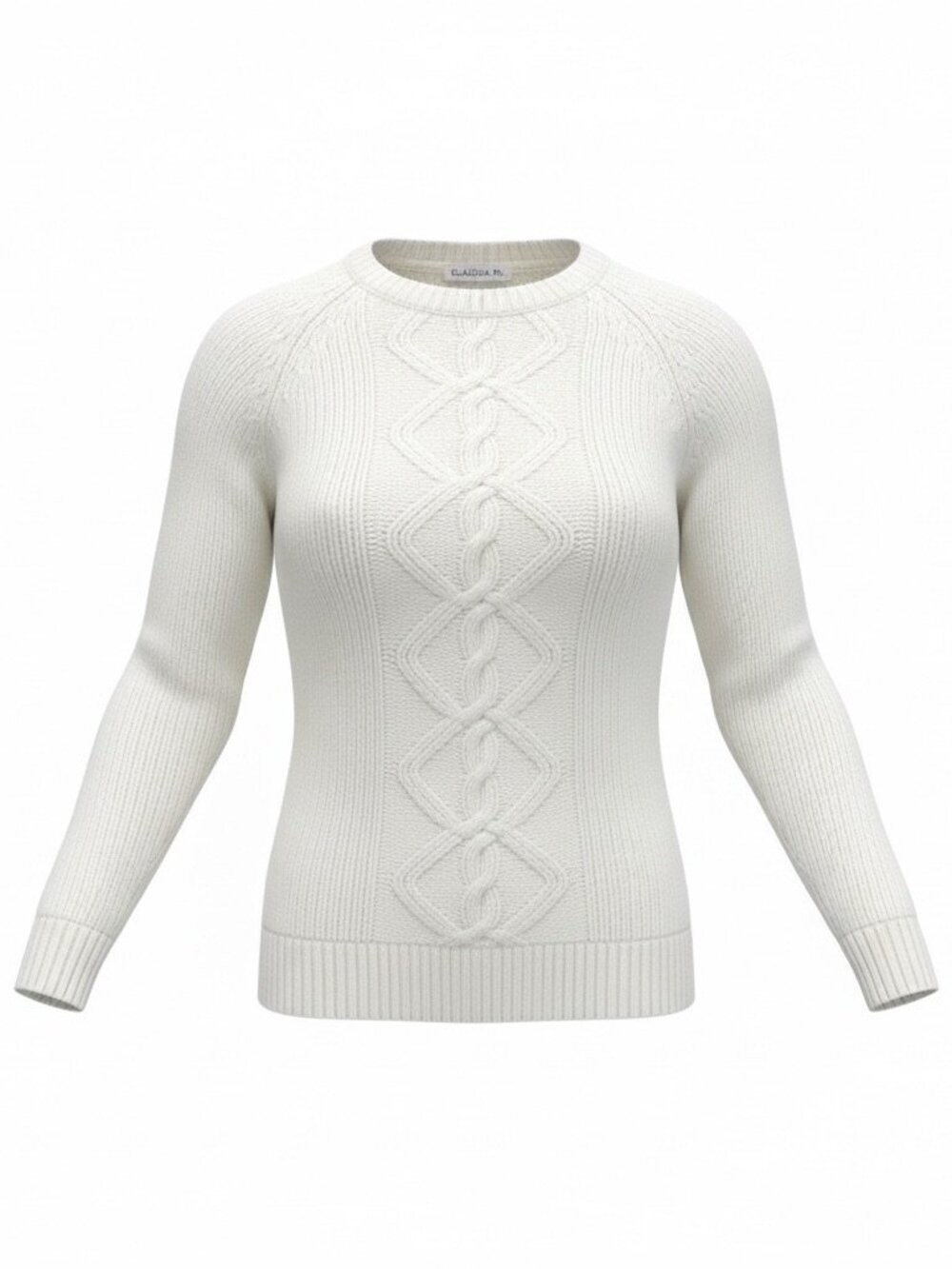 Claudia D Cream Cable Knit Sweater Small